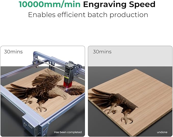 Creality Falcon 10W Laser Engraver Machine, 0.06mm High Precision Laser Engraving Machine 72W Laser Cutter and Engraver Machine for Wood Metal Acrylic Leather, 15.7"×16.3" Workspace