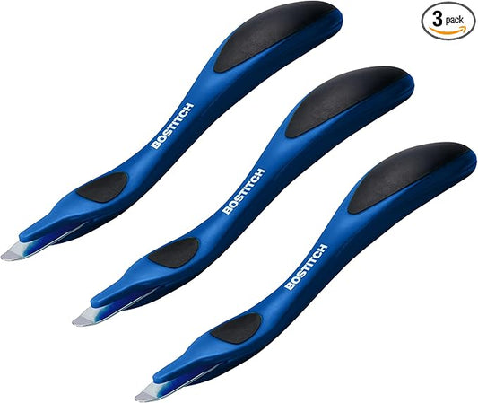 Bostitch Office Professional Push Style Easy Staple Remover, Blue, 3-Pack (30000-BLUE-3PK)