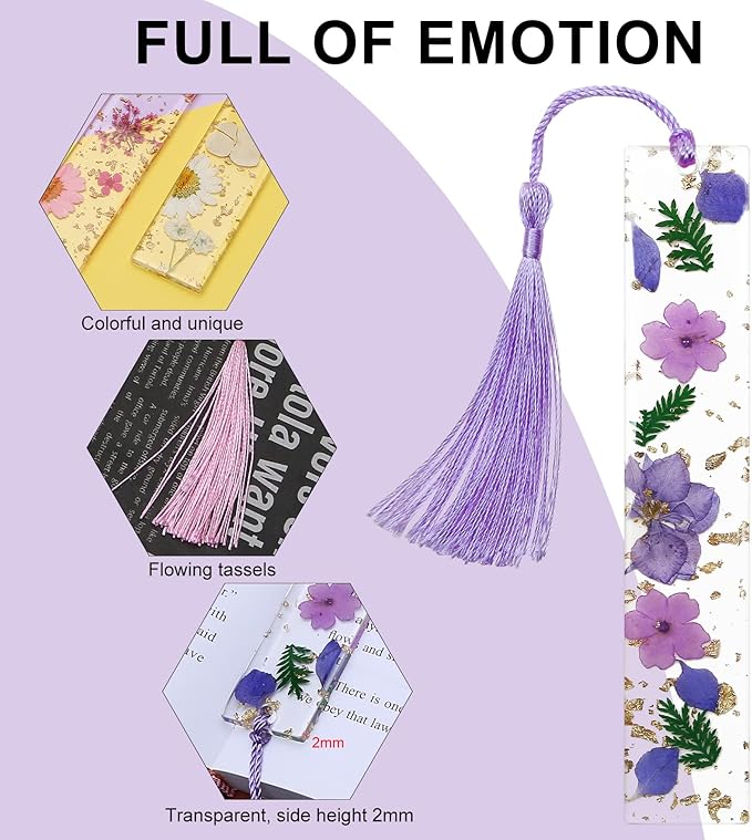 Kaluofan 3PCS Cute Bookmarks for Women, Durable Handmade Resin Bookmarks for Mothers, Teachers, Friends, Book Lovers on Mother's Day, Teachers' Day, Christmas