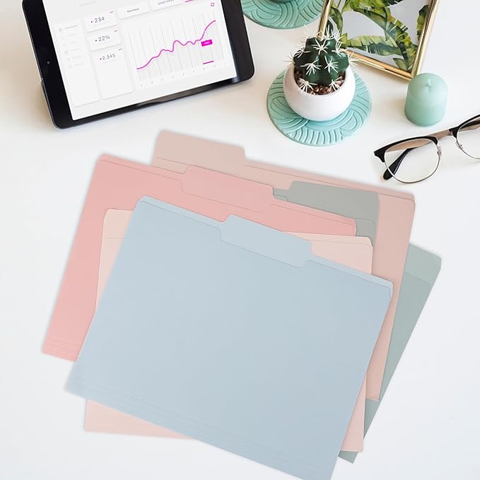 Colored Two Tone File Folders,18 Pack Manilla Folders 8.5 x 11,Office Organization Home School Folders for Documents Files Paper(7611U)