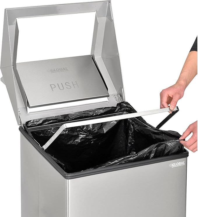 Global Industrial 40 Gallon Stainless Steel Swing Top Receptacle