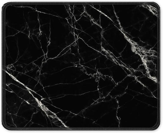 Auhoahsil Mouse Pad, 12 x 10 in Nature Marble Theme Computer Mouse Pad for Desk, Premium-Textured Non-Slip Rubber Stitched Edges Waterproof Square Mouse Mat for Gaming Work Wireless Mice, Black