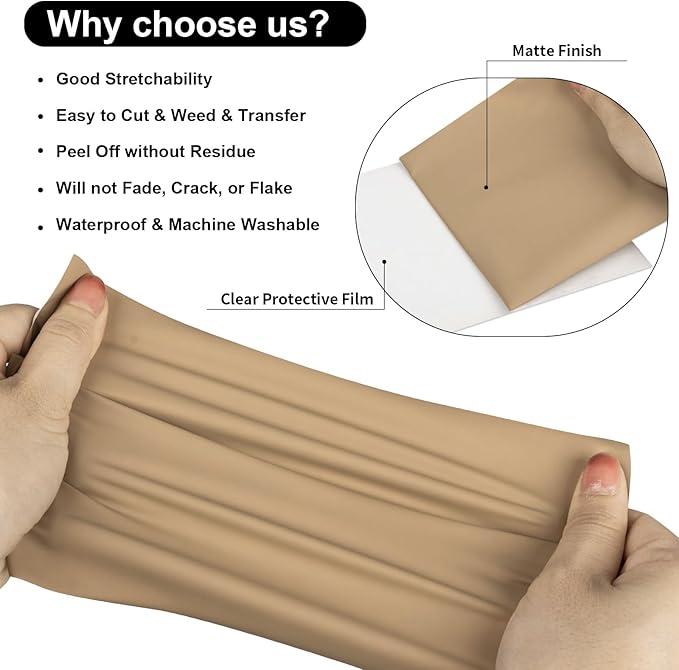 VINYL FROG Heat Transfer Vinyl Roll HTV Vinyl - 12" x5ft Camel Iron on Vinyl for T-Shirts, Heat Press Vinyl for DIY Craft Designs (Camel)