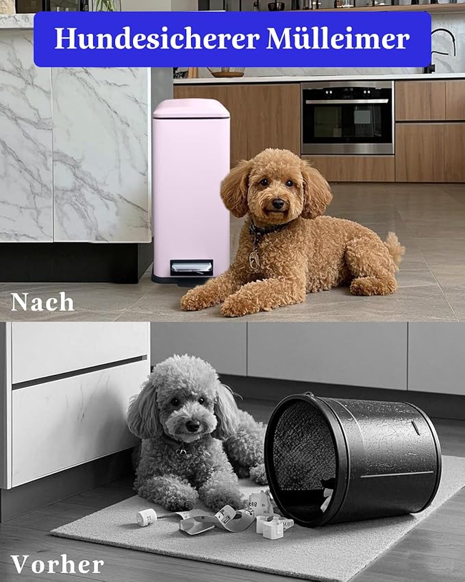 JM.YIPENG Bathroom Rubbish Bin, 5 Litre Cosmetic Bin, Small Waste Bin with Soft Close Lid, Bathroom Bin for Toilet, Bathroom, Bedroom, Living Room, Pink