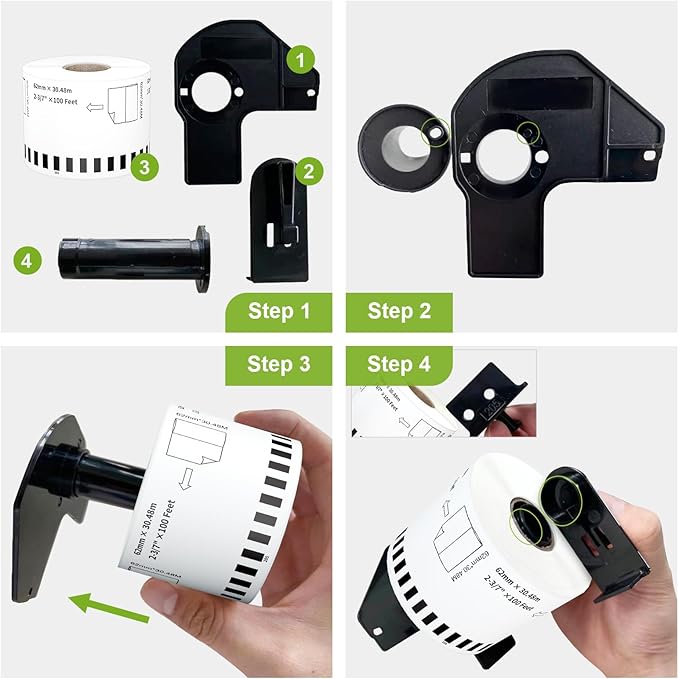 Compatible Continuous Labels Replacement for DK-2205 (2.4 in x 100 ft), Use with Brother QL Label Printers (12 Rolls + 1 Frame, 30.48m Length Labels/Roll)
