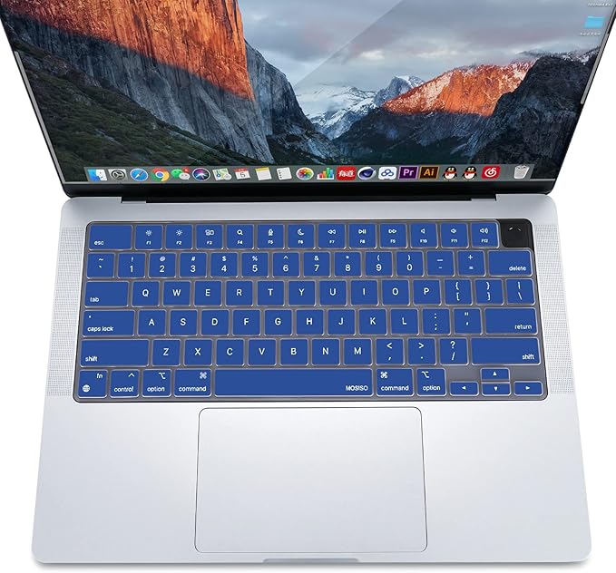 MOSISO Keyboard Cover Skin Compatible with MacBook Air 15 inch M3 A3114 M2 A2941/Air 13.6 A3113 A2681/Pro 14/16 M4 M3 M2 M1, Royal Blue