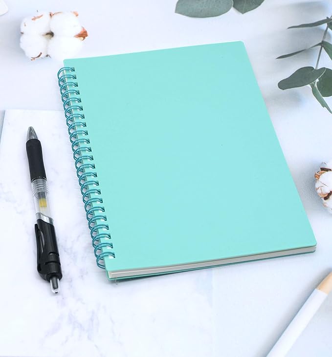 Yansanido Spiral Notebook, 3 Pcs A5 Thick Plastic Hardcover 8mm Ruled 3 Color 80 Sheets -160 Pages Journals for Study and Notes (Light Pink,Light Green,Light Blue, A5 5.7" x 8.3"-Ruled)