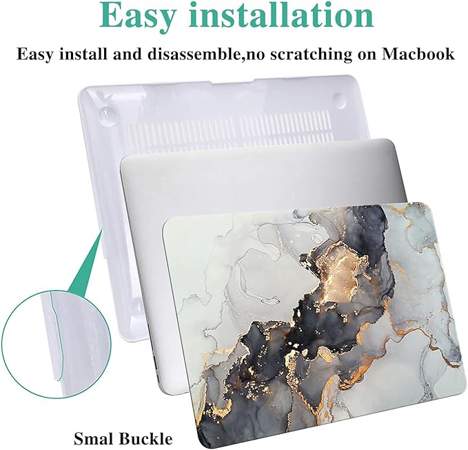 KEROM Compatible with MacBook Air 15 inch Case 2025 2024 2023 M4 M3 M2 A3241 A3114 A2941, Protective Plastic Hard Shell & Keyboard Cover for Mac Air 15 inch Case M4 M3 M2, Has Logo Cutout, Blue Gold