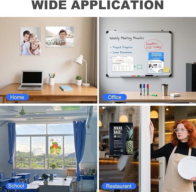 2 Pack 8.5'' x 11'' Inch Magnetic Sign Holders, Rigid Print Protectors, Paper Holder With Adhesive Tape, Plastic Document Holder For Posters Letter Paper Picture, Wall Mount Magnetic Frame for Refrigerator Window, Door, Home, Office, and Store