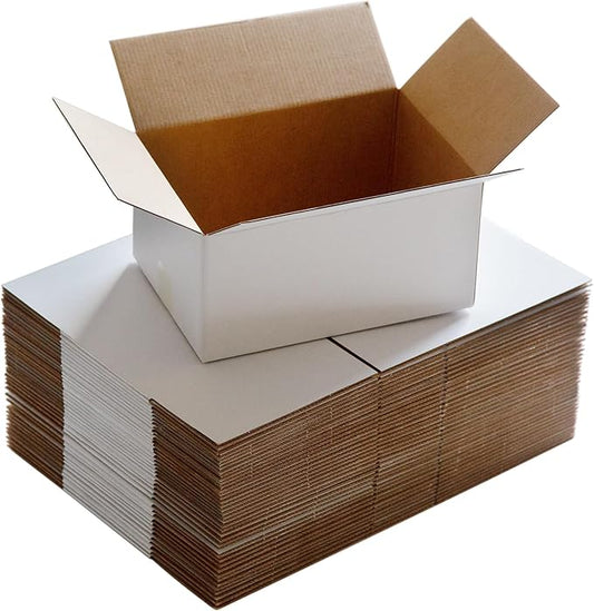 10x7x5 Inches Shipping Boxes Set of 40, White Corrugated Cardboard Box Literature Mailer for Packing Small Business