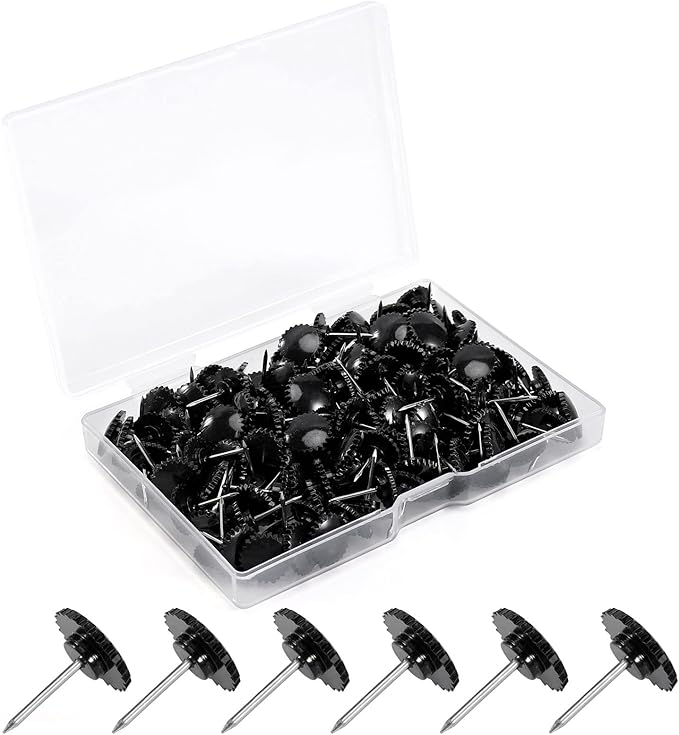 150PCS Black Push Pins, Standard Clear Thumb Tacks Steel Point and Transparent Plastic Head for Bulletin Board, Fabric Marking, Crafts and Office Organization