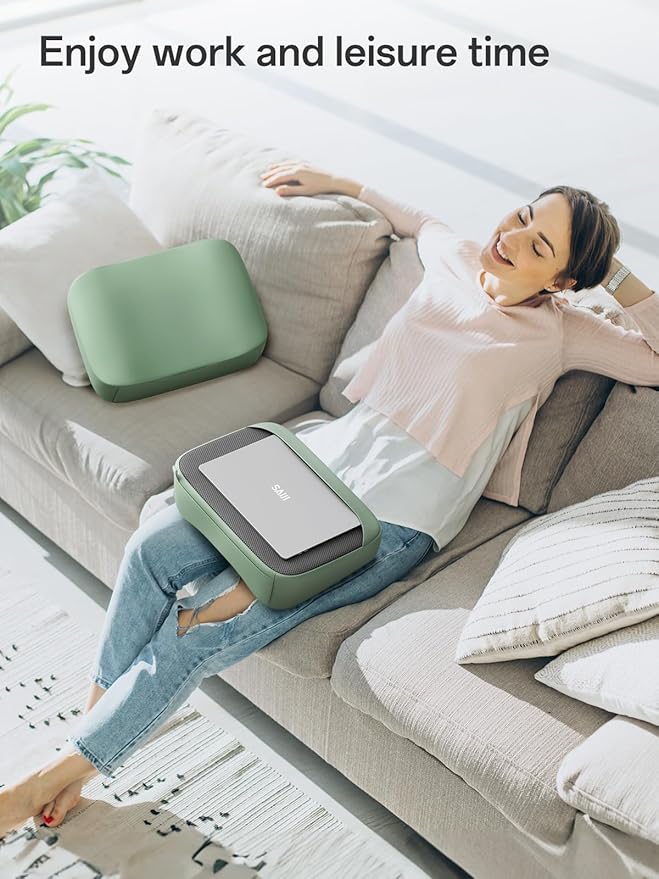 SAIJI Breathable Laptop Pillow, Ultra Lightweight Lap Desk with Cushion, Computer Pillows for Laptop with Partitioned Storage Bag, Designer Stopper - Lap Pad Fits up to 15.6 Inch Laptops