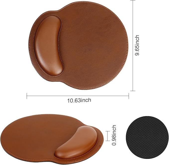 RICHEN Ergonomic PU Leather Keyboard Wrist Rest and Mouse Pad with Wrist Support, Memory Foam Set for Computer/Laptop,Gaming and Office, Comfortable for Easy Typing & Pain Relief (PU Brown)