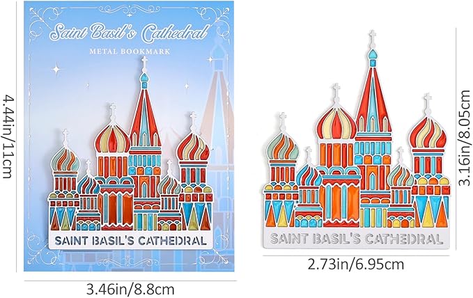 Metal Bookmarks with Transparent Design - Saint Basil's Cathedral Book Mark for Readers, Aesthetic Book Markers for Kids, Teens, Teachers, Students, Gifts for Book Lovers, Writers, Reading Women & Men