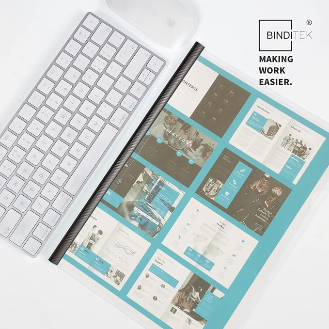 Binditek 40 Pack Clear Report Covers with Sliding Bars, 25 Sheet Capacity, 5mm Binding Bars, Letter Size, 5.5 Mil Thick, Black, for Students and Coworkers