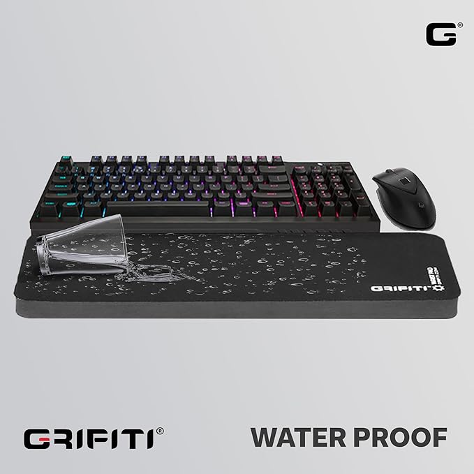 GRIFITI Fat Wrist Pad 24" x 4" x 0.75" Inch Computer or Mechanical Keyboard & Mousepad Wrists Rest Keyboards Mouse, Trackball or Trackpad Ergonomic Mousepad Support Large Hand Rests Typing Pads