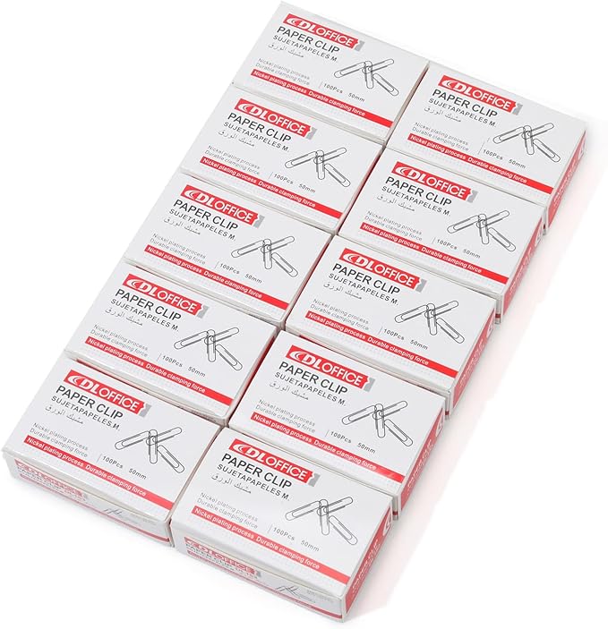 Jumbo Paper Clips，Qimailer Paper Clips - 1000 Pieces (10 Boxes of 100 Each) - Silver Standard Size 2.0IN - Office & School