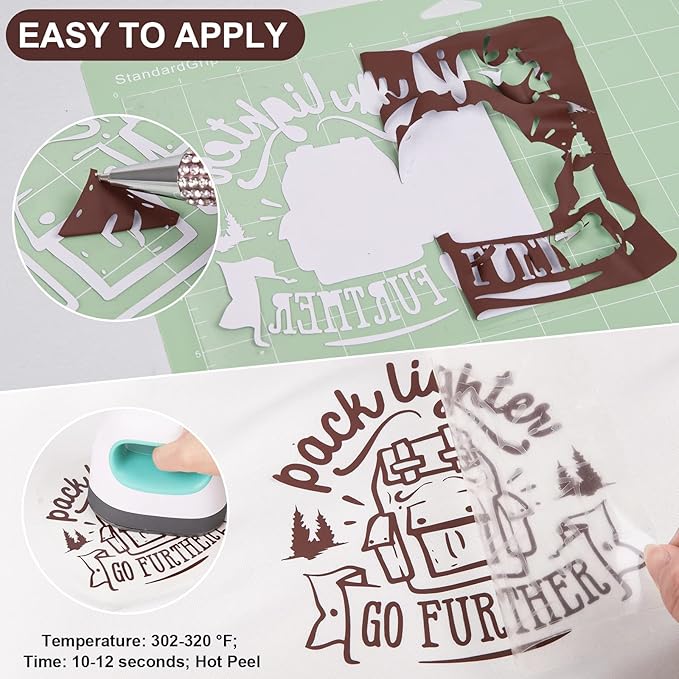 VINYL FROG Heat Transfer Vinyl Roll HTV Vinyl - 12" x5ft Brown Iron on Vinyl for T-Shirts, Heat Press Vinyl for DIY Craft Designs (Brown)