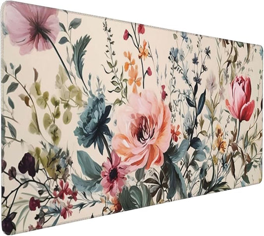 35.4 x 15.7 in, Waterproof XXL Large Mouse Pad for Desk, Extended Keyboard Mouse Mat for Computer Office, Big Laptop Mouse pad, Gaming Pc-Weeds and Flowers