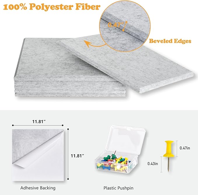 Thick Cork Board for Wall with Pins, 36" x 24" Bulletin Board Self-Adhesive Pin Board | Customized 6 Packs Felt Tiles for Office Home Wall Decor