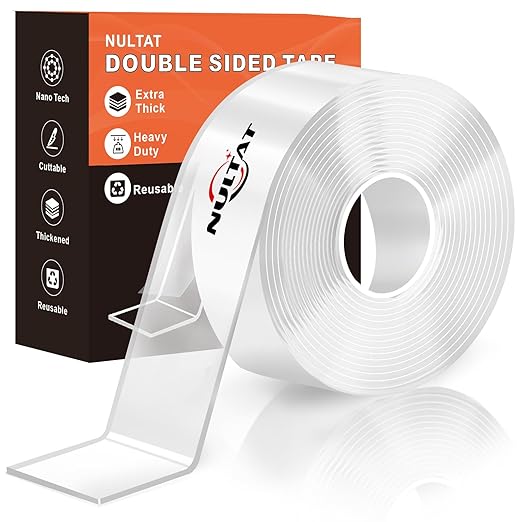 Strong Double Sided Tape Heavy Duty Double Sided Tape for Walls, 1.18" x 120" Clear & Tough Nano Tape Double Sided Mounting Tape, Removable Wall Tape for Hanging Picture, Poster, Carpet (10FT)