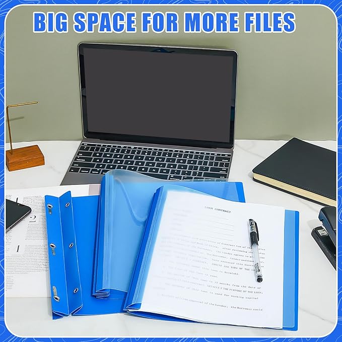 Teling 24 Pcs Clear Front Report Covers with 3 Prongs Presentation Folders Plastic Resume Portfolio Report Letter Size Presentation Binder for Paper Document School Office(Blue)