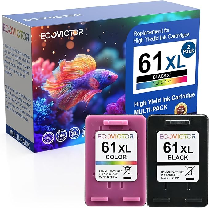 61XL Ink Cartridge Replacement for HP 61 XL (Black Color Combo Pack) for HP61 HP61XL for 4500 5530 4630 2540 4502 2542 4635 5535 4501 3050 2541 3510 2620 2514 3512 1000 1010 1510 Printers