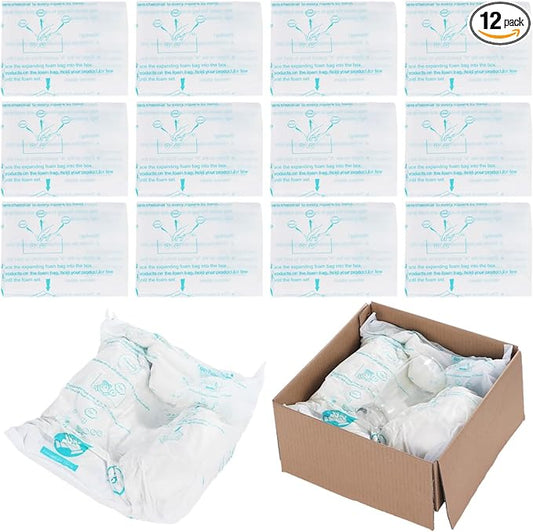 Foam Bags For Shipping 12 PCS 18×23 Inch, Handy Temperature-Activated Expanding Pouches, Instant Pack Quick Packaging - Protective Parcel Solution