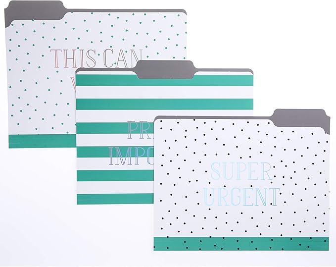Graphique Green Dots File Folder Set – Each Folder Measures 11.75" x 9.5", Set Includes 9 Folders with 3 Unique Designs, Durable Triple-Scored Coated Cardstock (FIF045)