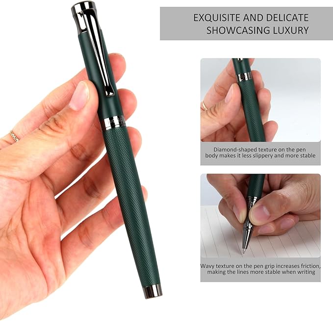 Liquid Ink Rollerball Pens - Fine Line Nice pen, Writing Pens for Journal and Office Supplies, Fancy Pen Gift Box for Father's Day or Mother's Day And Other Festivals(Green)