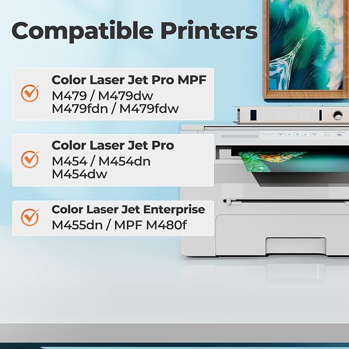414A Toner MFP M479fdw (with Chip) Compatible for HP 414A Toner Cartridge 4 Pack High Yield 414X Work for Color Laser Jet Pro MFP M454dw M479fdw Toner MFP M480f M454dn M455dn M479dw M479fdn Printer
