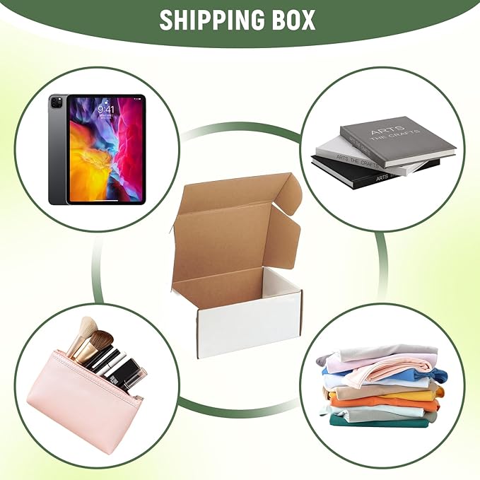 10 Pack 9"x6"x4" inch Small Shipping Boxes White Corrugated Cardboard Box for Small Business, Mailer, Shipping, and Packing