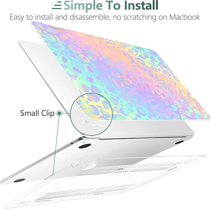 DONGKE Compatible with M4 MacBook Air 15 inch Case 2025-2023 A3241 A3114 A2941 M3 M2 Retina Display Touch ID, Plastic Hard Case & Keyboard Skin for MacBook Air 15" - Colorful Leopard