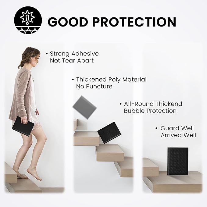 Fuxury 500 Pack Black Bubble Mailers 6x10 Inch, Small Bubble Shipping Envelopes#0 Thick Bubble Padded Mailer Strong Adhesion Padded Envelopes for Mailing Jewelry,Makeup