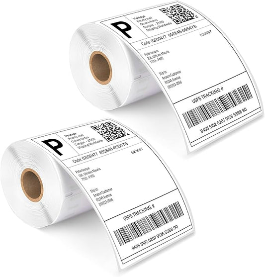 LotFancy 4x6 Thermal Labels, 440 Shipping Labels (2 Rolls) Compatible with DYMO LabelWriter 4XL 1744907, Perforated Postage Label for Rollo, Zebra Desktop Printers, Commercial Grade