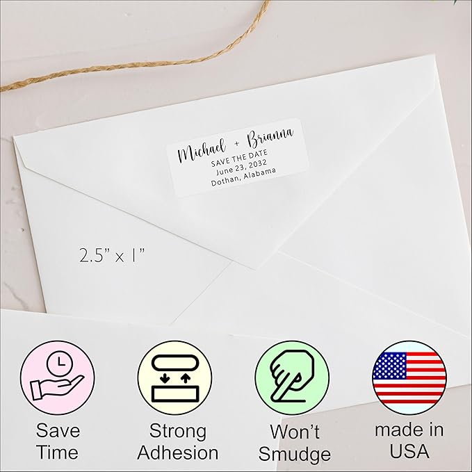 White Address Labels - Personalized Return Address Labels, Mailing and Shipping Stickers for Envelopes, Packages, Business, Home Use (Chic Script)