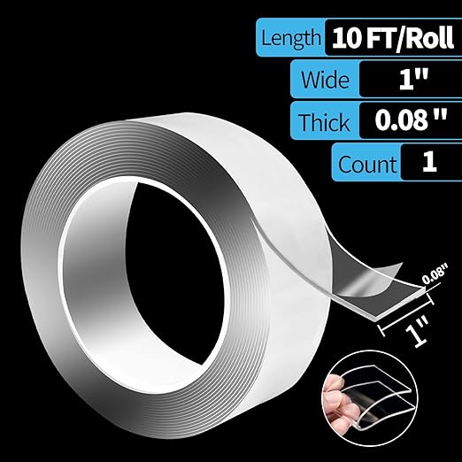 Art3d Double-Sided Tape (10FT), Traceless, Removable, Reusable, Washable - Multipurpose Tape as Seen on TV