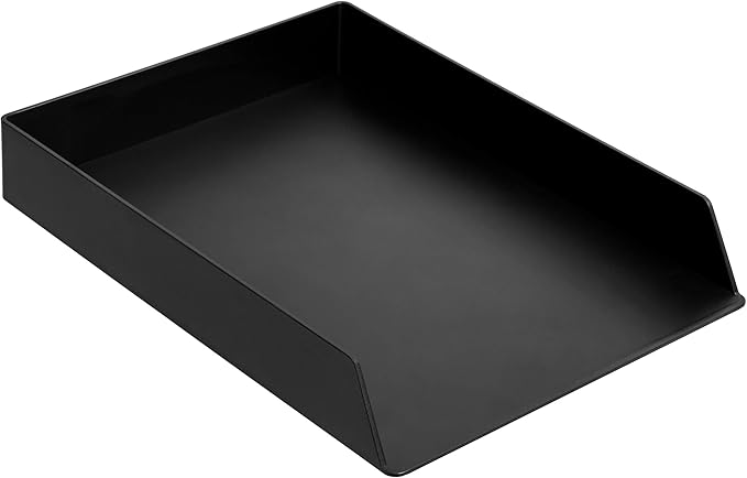 Amazon Basics Rectangular Plastic Desk Organizer, letter size Tray, 2-Pack, 9.7 x 2.2 x 13 inches, Black