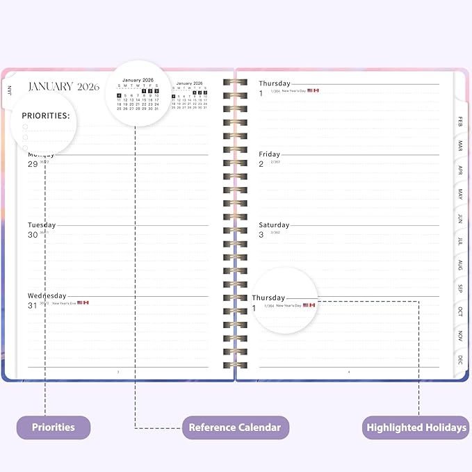 2026 Planner, Weekly and Monthly Calendar Planner Agenda, Jan 2026 - Dec 2026, Planning Academic Book, Office Desk Accessories and School Supplies - A5 (6.3'' x 8.5'')