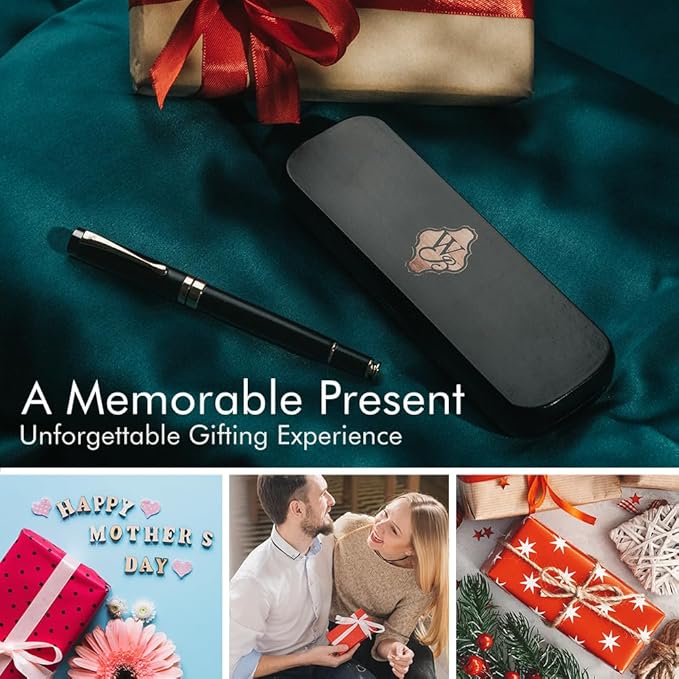 Wordsworth & Black Fountain Pen Set, Luxury Bamboo Wood - Medium Nib, Gift Case; Includes 6 Ink Cartridges, Ink Refill Converter -Journaling, Calligraphy, Drawing, Smooth Writing [Black Wood]