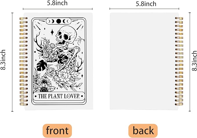 The Plant Lover Tarot Journal Notebook - Plant Lover Gifts for Women, Plant Lady Mom Gifts, Gothic Skeleton Notebook, Witchy Journal, Gothic Office Supplies, Spiral Notebook 5.5x8.3