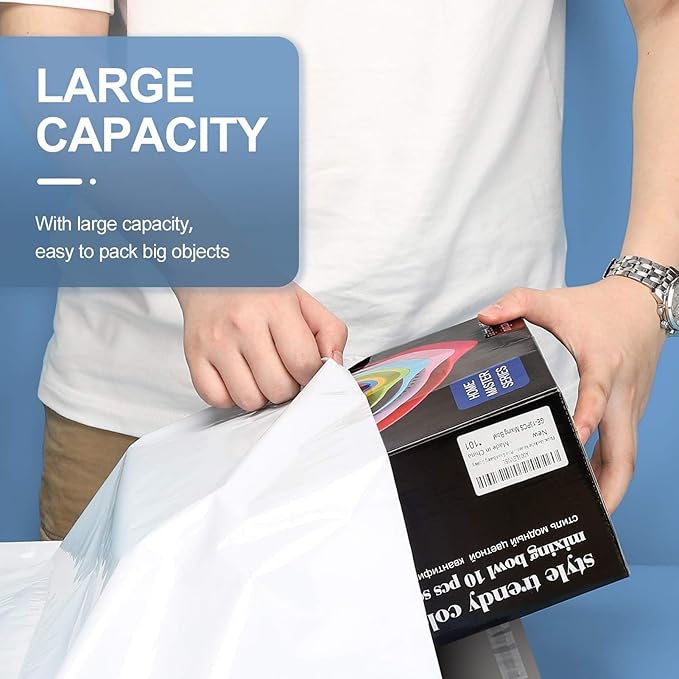 Metronic Poly Mailers 19x24 500 Pack | Large Shipping Bags for Clothing | Thick Self Seal Mailing Poly Bags for Business | Waterproof and Tear-Proof Large Shipping evvelopes in White
