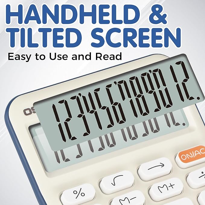 Pendancy Small Desk Calculator Cute, 12 Digit LCD Display, Basic Function, Auto-Sleep, 4.7"x2.9" Pocket-Sized Design Handheld Calculators Desktop, for Office, School, Business & Travel(OS-P1 Blue)