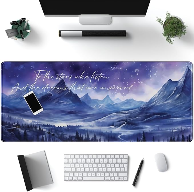 Acotar Desk Mat Sara J Maas Fantasy Mouse Pad Large for Desk Computer Pc Laptop Aesthetic Desk pad Night Court City of Starlight Laptop Mouse and Keyboard pad 31.5 x 11.8in for Office Desk Decor
