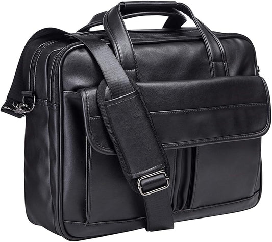 seyfocnia Men's Business Travel Briefcase Leather Handmade Messenger Bags Laptop Bag