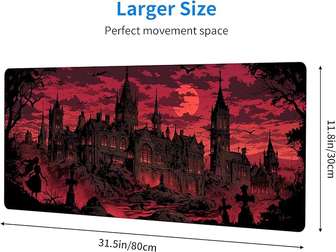 Gothic Desk Mat Large Gaming Mouse Pad Gothic Extended Mousepad Big in Laptop Computer Mouse Keyboard Mat for Office Desk Decor 31.5x12 in