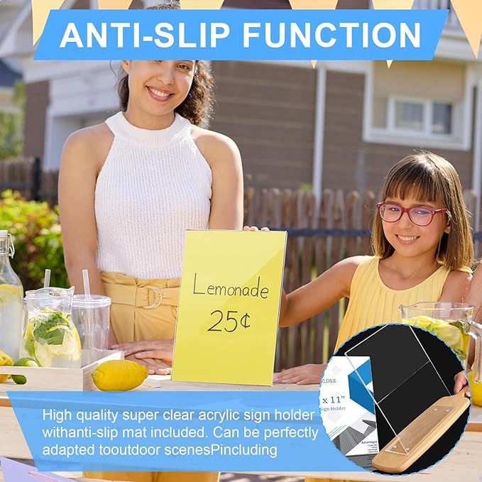 EHWINE 6 Pack 8.5 x 11 Acrylic Sign Holder, Clear Plastic Signs Display Stand, Vertical Slanted Back Paper Holder Stand up Table Top Sign Holders Flyer Stand Frames Suitable for Office Business Store