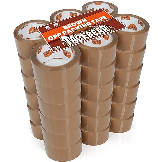 TAPEBEAR Brown Packing Tape 36Rolls, Heavy Duty Packaging Tape Refills 1.88 Inch x 55 Yard Moving Tape for Boxes, Secure Sticky Seal Brown Tape for Shipping, Mailing & Storage, Total 1980Yards