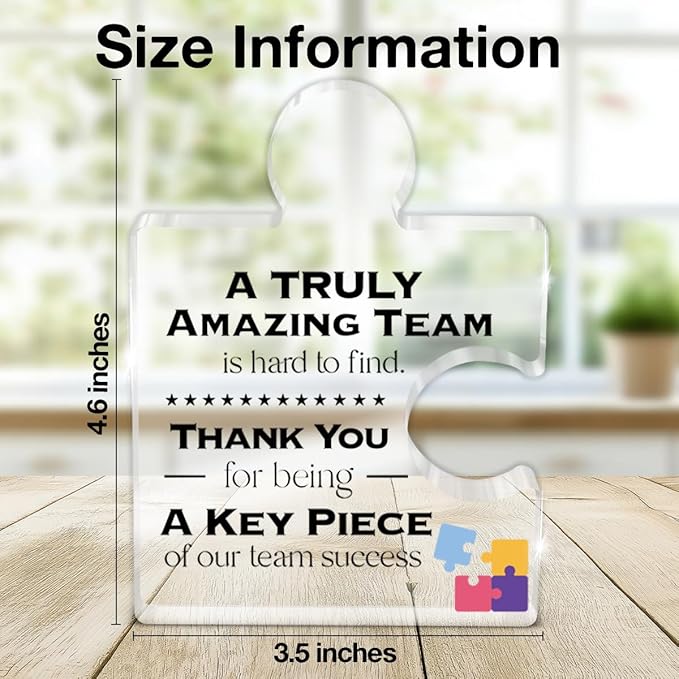 Team Thank You Appreciation Gifts for Coworkers Colleagues Employees, Teamwork Gift Best Teams Ever Gifts a Truly Amazing Team Is Hard to Find Acrylic Puzzle Piece Plaque Office Decor