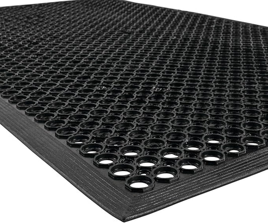 NoTrax 3' x 5' Anti-Fatigue Lightweight Restaurant Rubber Floor Mat with Drainage Holes, Beveled Edges, Non-Slip Mats, Black, T30 Competitor, T30S0035BL